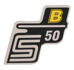 Aufkleber / Schriftzug "S50 B" für Seitendeckel, B=gelb 