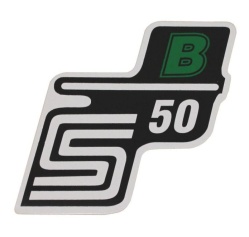 Aufkleber / Schriftzug "S50 B" für Seitendeckel, B=grün 