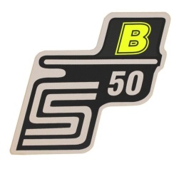 Aufkleber / Schriftzug "S50 B" für Seitendeckel, B=neon-gelb 