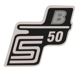 Aufkleber / Schriftzug "S50 B" für Seitendeckel, B=silber 