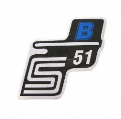 Aufkleber / Schriftzug "S51 B" für Seitendeckel, B=blau 