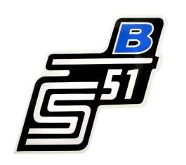 Aufkleber / Schriftzug "S51 B" für Seitendeckel, B=blau 