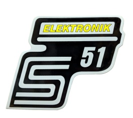 Aufkleber / Schriftzug "S51 Elektronik" für Seitendeckel, Elektronik=gelb 