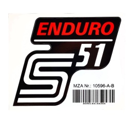 Aufkleber / Schriftzug "S51 Enduro" für Seitendeckel, Enduro=rot 