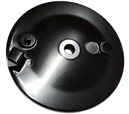 Bremsschild hinten - schwarz lackiert - ohne Loch für Bremskontakt - ohne Aufnahme für Bowdenzug 