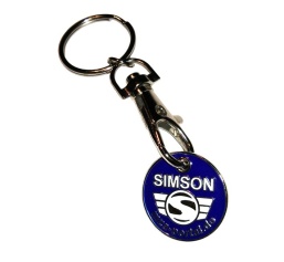 Schlüsselanhänger - Einkaufwagenchip aus Metall mit SIMSON-Logo 