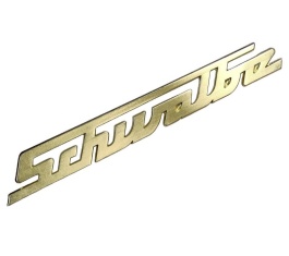 Schriftzug "Schwalbe" aus Aluminium, gold, für Knieschutzblech (Beinblech) 
