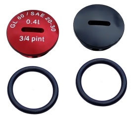 SET: 2 x Verschlußschraube - Alu - schwarz / rot mit O-Ringen 