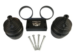SET Armaturenträger inkl. Schrauben und Manschetten für Tacho und DZM ø 60 mm - Alu schwarz - Schrift und Logo 3D 