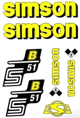 SET: Klebefolie S51B, Aufkleber für SIMSON Tank und Seitendeckel, gelb 