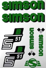 SET: Klebefolie S51B, Aufkleber für SIMSON Tank und Seitendeckel, grün 