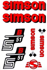 SET: Klebefolie S51B, Aufkleber für SIMSON Tank und Seitendeckel, rot 