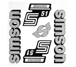 SET: Klebefolie S51E, Aufkleber für SIMSON Tank und Seitendeckel, grau 