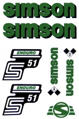 SET: Klebefolie S51E, Aufkleber für SIMSON Tank und Seitendeckel, grün 