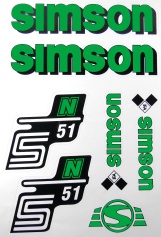 SET: Klebefolie S51N, Aufkleber für SIMSON Tank und Seitendeckel, grün 