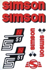 SET: Klebefolie S51N, Aufkleber für SIMSON Tank und Seitendeckel, rot 