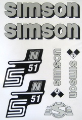 SET: Klebefolie S51N, Aufkleber für SIMSON Tank und Seitendeckel, silber 