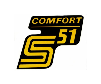 Aufkleber / Schriftzug "S51 Comfort" für Seitendeckel, dunkelgelb 