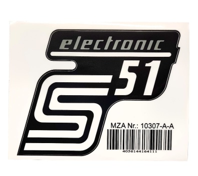 Aufkleber / Schriftzug "S51 Elektronic" für Seitendeckel, Elektronik=silber 