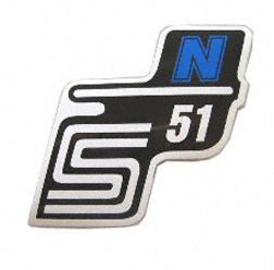 Aufkleber / Schriftzug "S51 N" für Seitendeckel, N=blau 