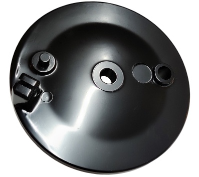 Bremsschild hinten - schwarz lackiert - ohne Loch für Bremskontakt - mit Aufnahme für Bowdenzug - SR50 