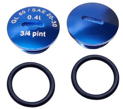 SET: 2 x Verschlußschraube - Alu - blau mit O-Ringen 
