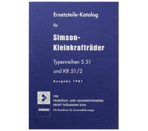 Ersatzteilkatalog, Ersatzteilliste Simson S51 und Schwalbe KR51/2 - Ausgabe 1981
