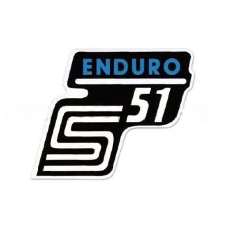 Aufkleber / Schriftzug "S51 Enduro" für Seitendeckel, Enduro=blau