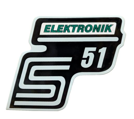 Aufkleber / Schriftzug "S51 Elektronik" für Seitendeckel, Elektronik=grün