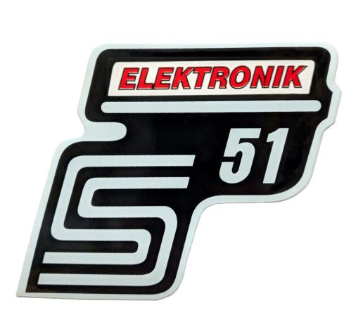 Aufkleber / Schriftzug "S51 Elektronik" für Seitendeckel, Elektronik=rot